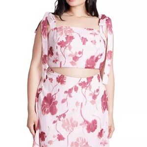 Eloquii Pink Floral Midi Shirt